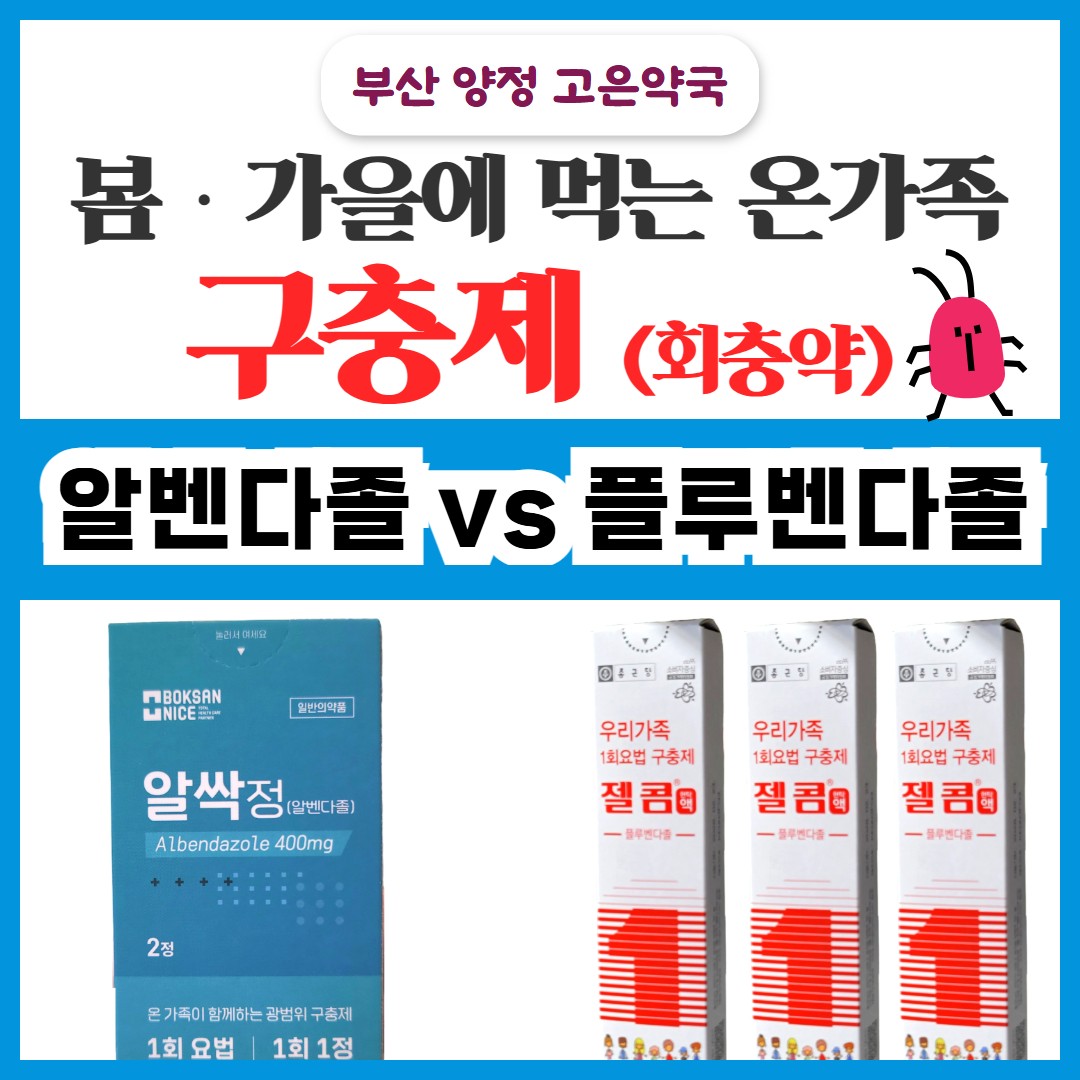 구충제 알벤다졸 (알싹정) vs 플루벤다졸 (젤콤액) 복용시기 복용법 구충제 종류