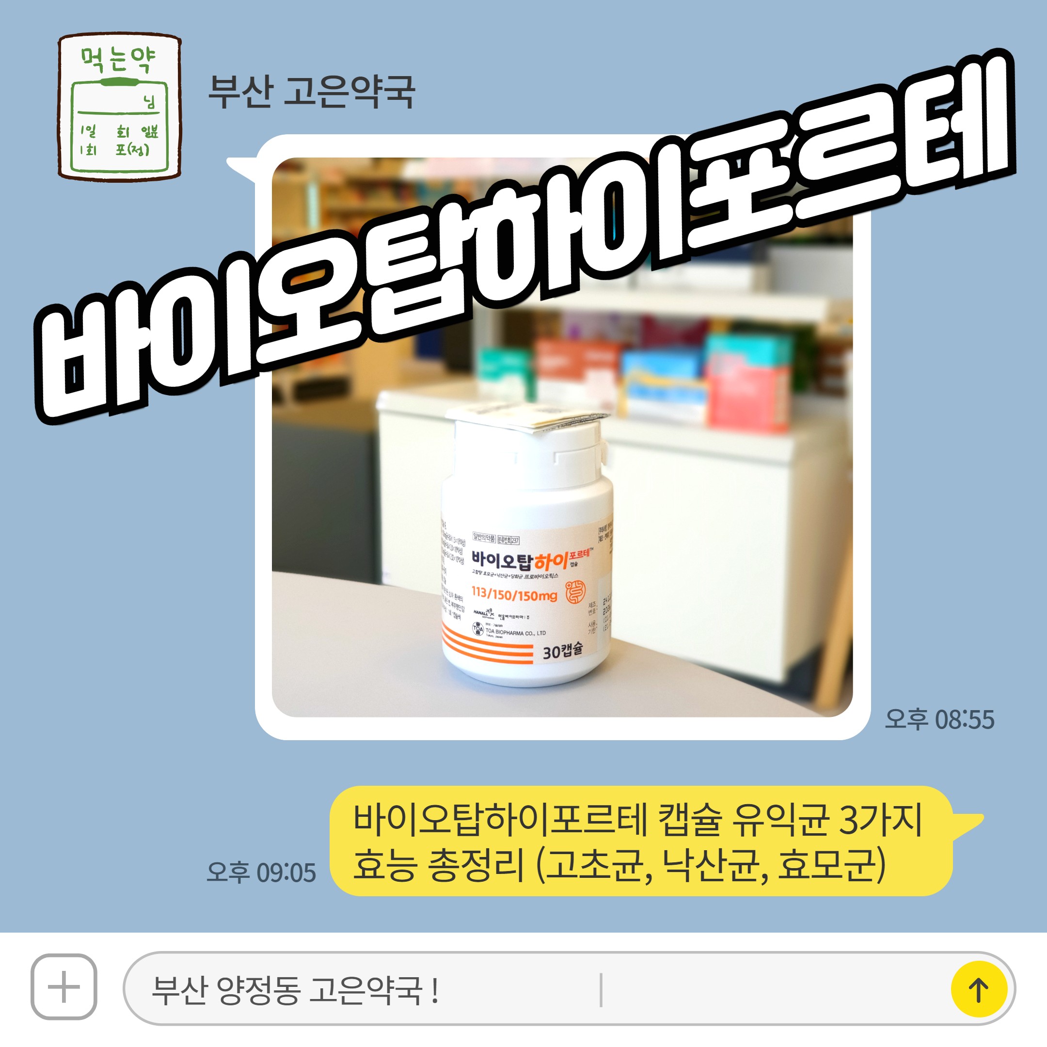 바이오탑하이포르테 캡슐 유익균 3가지 효능 총정리 (고초균, 낙산균, 효모균)