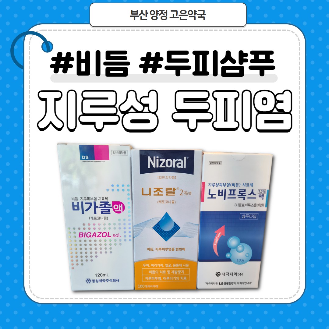 지루성두피염 비듬샴푸, 니조랄, 나졸액, 비가졸, 노비프록스, 덴드로프쿨, 아치온현탁액