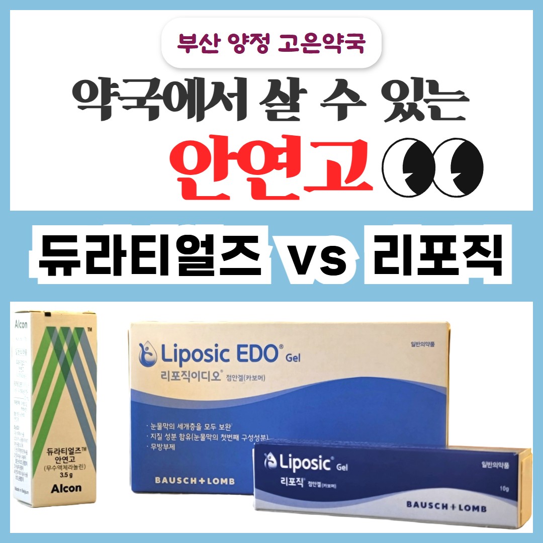 처방없이 약국에서 살 수 있는 안연고, 듀라티얼즈안연고 vs 리포직점안겔