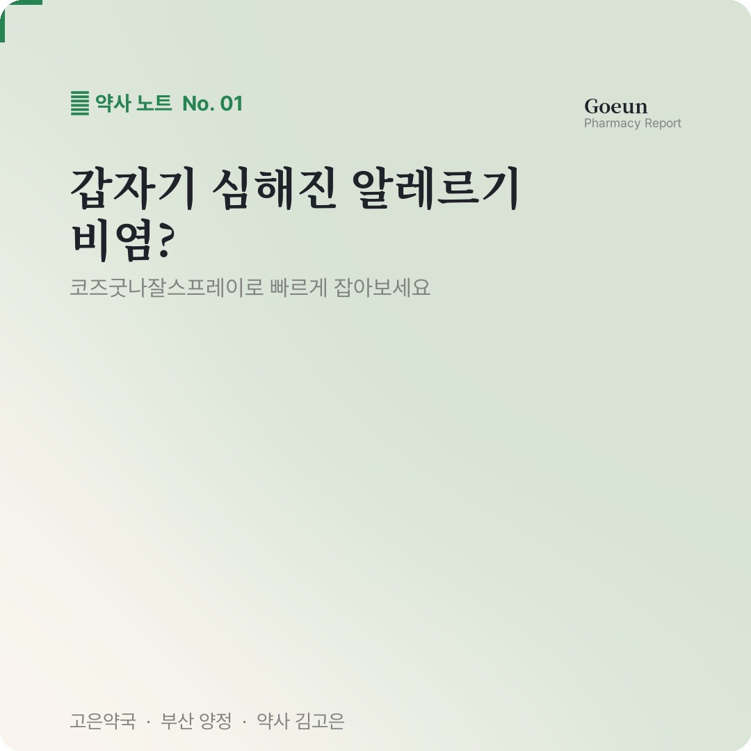 동국제약 코즈굿나잘스프레이 일반의약품 코점막 촉촉하게 될까요 ?