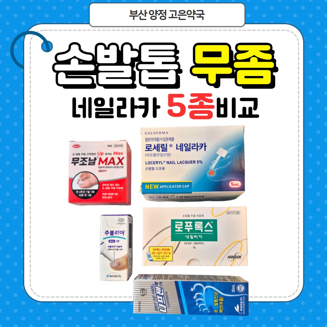손발톱 무좀약 비교 총정리(로세릴네일라카, 풀케어, 무조날맥스, 주블리아, 나프젠액)